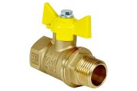 Кран шаровой для ГАЗА 1/2" ВР/НР ручка-бабочка,латунный (96/24)