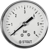 SIM-1009-500608 STOUT Манометр аксиальный. Корпус Dn 50 мм 1/4 , 0...6 бар, кл.2.5