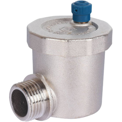 SVS-1013-000015 STOUT Воздухоотводчик автоматический вертикальный выпуск, угл.подкл. нар.р. 1/2  ник