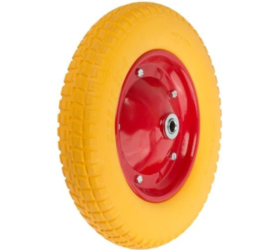 Колесо STANDART PU1301 размер 13*3,25-8 20/90мм диск сварной красный, пу желтый /уп.5шт.