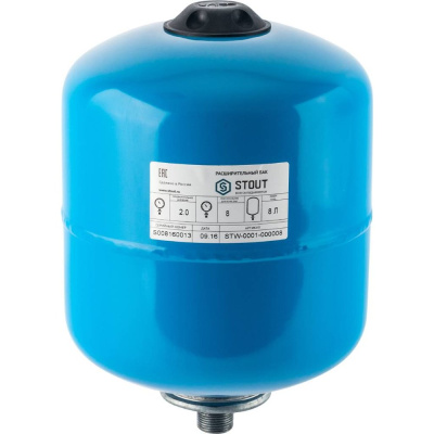 STW-0001-000008 STOUT Расширительный бак, гидроаккумулятор 8 л. вертикальный (цвет синий)