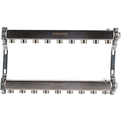 RMS-4401-000009 ROMMER Коллектор из нержавеющей стали для радиаторной разводки 9 вых.